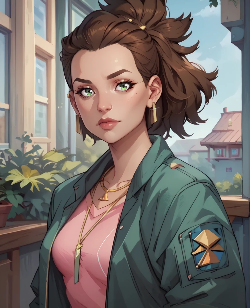 score_9,score_8_up,score_7_up,score_6_up,
Amberxl,brown hair,green eyes,ponytail,
necklace,jewelry,earrings,pink shirt,green jacket,jeans,
upper body,standing,rings,
looking at viewer,
bedroom,<lora:Amber:0.9>,