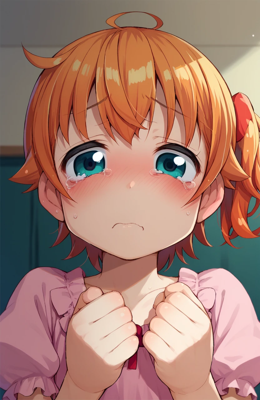 score_9, score_8_up, score_7_up, <lora:SatsukiItsukaStylebyRR:1>, satsukiitsukastylebyrr, satsukiitsuka,
1girl, solo, blush, embarrased, tear,
face shot, indoors,