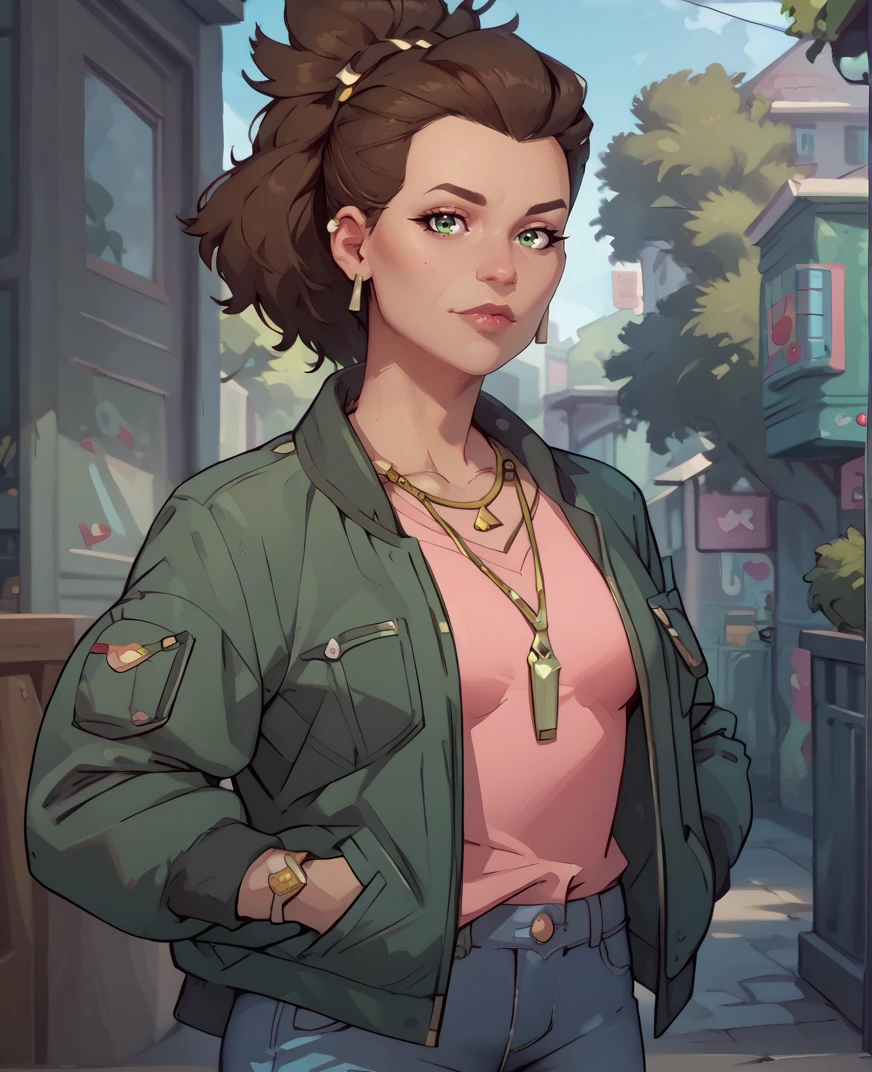 score_9,score_8_up,score_7_up,score_6_up,
Amberxl,brown hair,green eyes,ponytail,
necklace,jewelry,earrings,pink shirt,green jacket,jeans,
standing,rings,hands in pockets,
looking at viewer,
bedroom,<lora:Amber:0.9>,