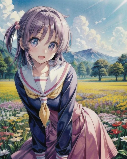 (best quality, masterpiece, highly detailed, ultra high res,perfect eyes:1.4),<lora:add_detail:1>,
<lora:SegawaIzumi:0.8>, (SegawaIzumi, SegawaIzumiSchoolUniform:1.3), 1girl, solo, standing in flower field, surrounded by flowers, wearing dress, day,happy, excited,leaning forward,cute