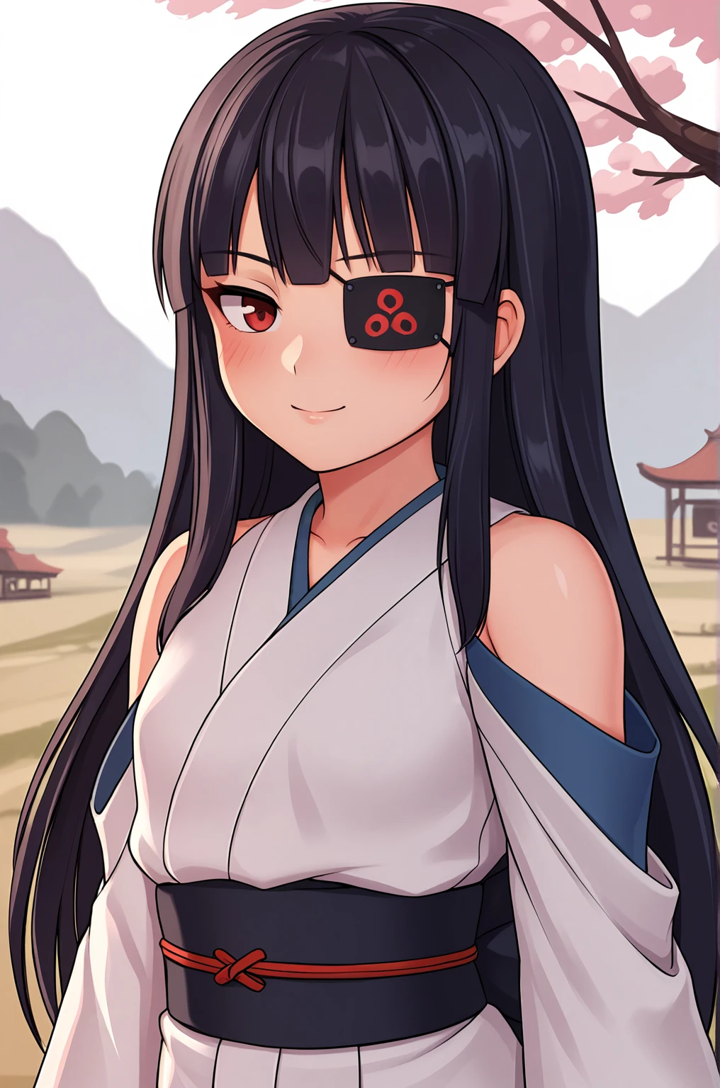 anime artwork, score_9, score_8_up, score_7_up, score_6_up, score_5_up, score_4_up, source_anime, BREAK, thick outline, fat outline,
Mirai_XL, long black hair, eyepatch, red eye, small breasts, BREAK, kimono, BREAK, outdoors, posing,
<lora:Mirai_XL:0.7>
<lora:PersonalAmi_PonyXL:1.0>