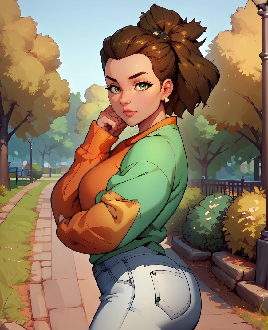 score_9,score_8_up,score_7_up,score_6_up,
Amberxl,brown hair,green eyes,ponytail,
earrings,multicolored sweater,jeans,
standing,
looking at viewer,
outdoors,park,
bedroom,<lora:Amber:0.9>,