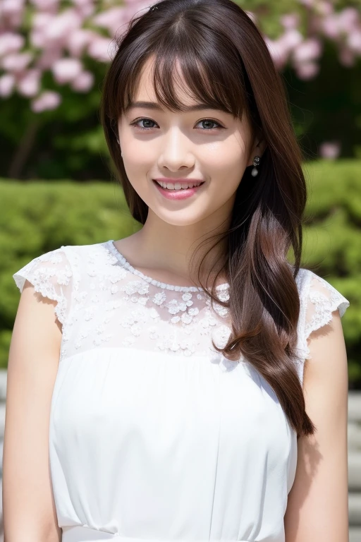 1girl,(RAW photo, best quality), (realistic, photo-realistic:1.4), masterpiece, an extremely delicate and beautiful, extremely detailed, 2k wallpaper, Amazing, finely detail, extremely detailed CG unity 8k wallpaper, ultra-detailed, highres, soft light, beautiful detailed girl, extremely detailed eyes and face, beautiful detailed nose, beautiful detailed eyes,cinematic lighting,perfect anatomy,slender body
wearing a white peplum dress,white skirt,(bokeh:1.2)
at a flower park,sakura flowers,flower garden,standing
<lora:ishiharasatomiV2_lora:0.8>,smiling,