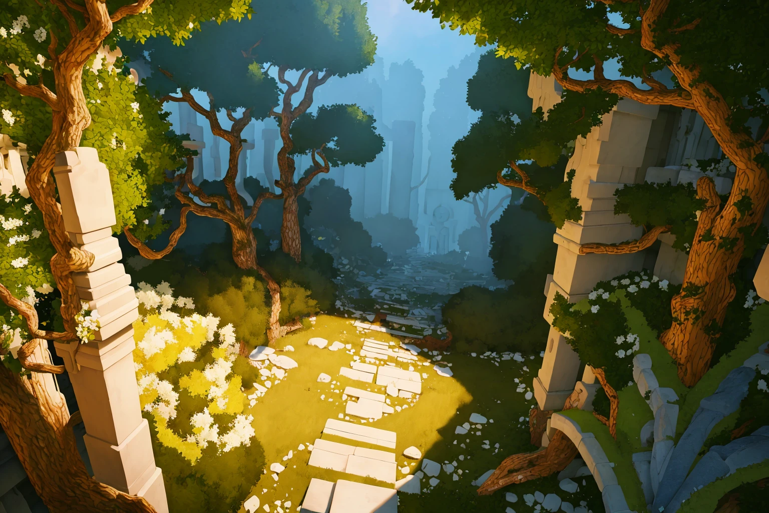 masterpiece, ultra-detailed, best quality, illustration, 8k cg wallpaper, an extremely delicate and beautiful, stunning landscape, forest, trees, bushes, flowers, grass, intricately detailed items in background, <lora:Rime:1>