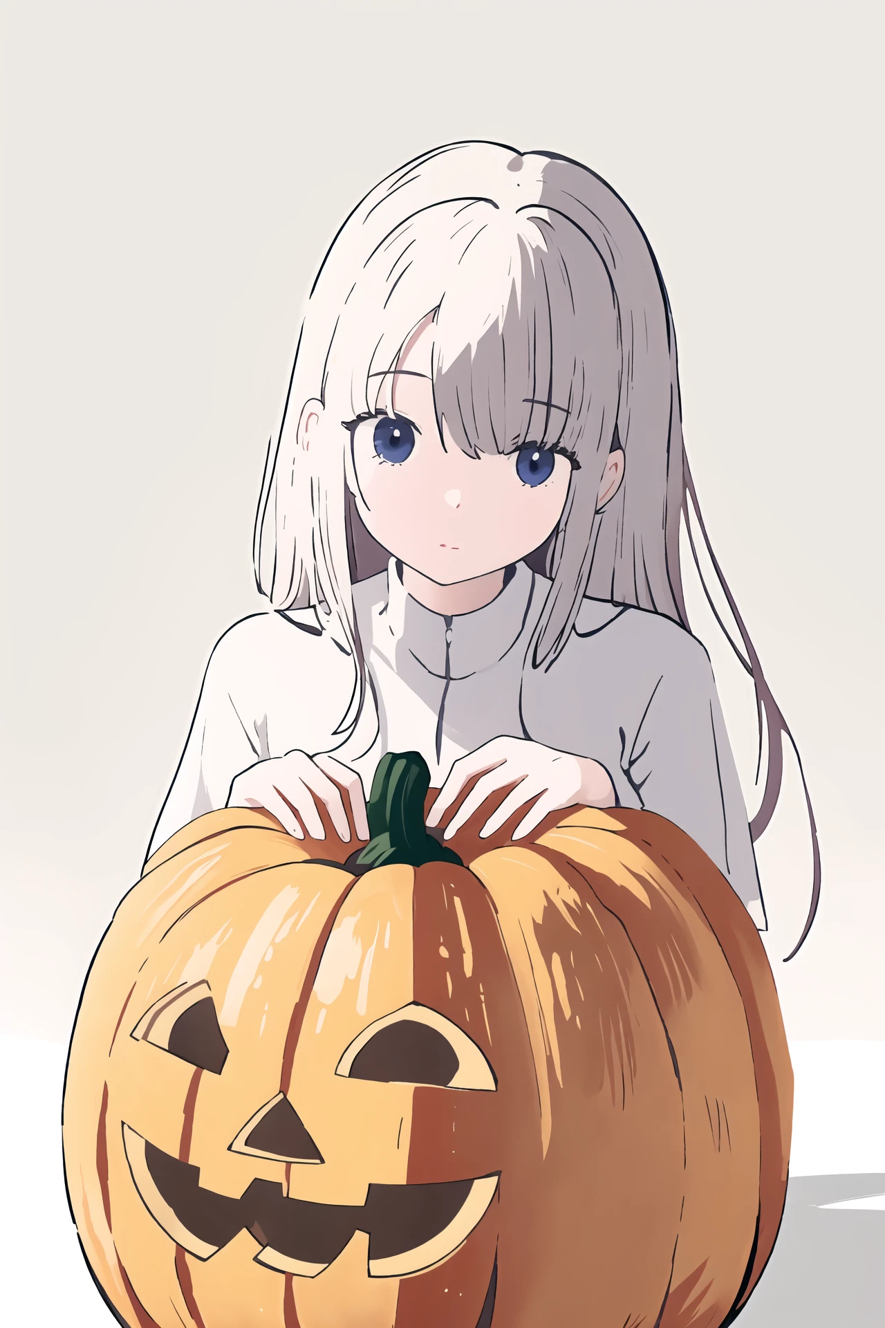 (masterpiece,best quality,absurdres),1girl,solo,pointy hair,pumpkin_pants,upper body,dynamic_angle,looking at viewer,simple background,<lora:multicolor lineart_b:0.7>,