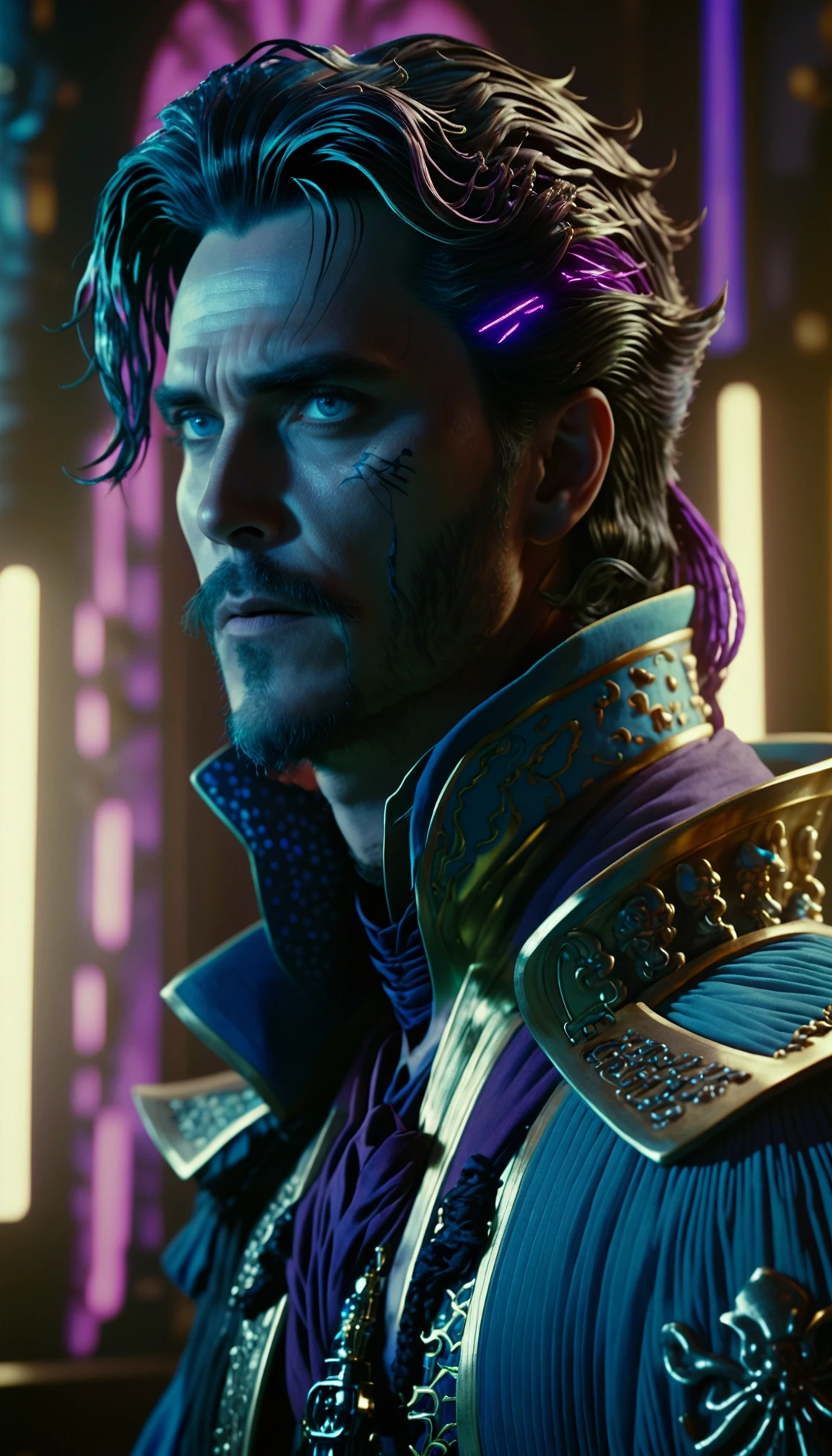 Futuristic, Baroque, Cyberpunk, retro-futuristic retro cyberpunk anime key visual, (a man, charles, dramatic, cinematic, photography, evocative, emotive, nuanced, impressive:1.1) , in a Pirate setting, Smoky Conditions, Ultra Detailed, Zen, Gamerpunk, Slow Shutter Speed, Hasselblad, F/8, Electic Colors, art by Makoto Shinkai, Krenz Cushart, emotional . 80's inspired, synthwave, neon, vibrant, detailed, retro futurism . vintage sci-fi, 50s and 60s style, atomic age, vibrant, highly detailed