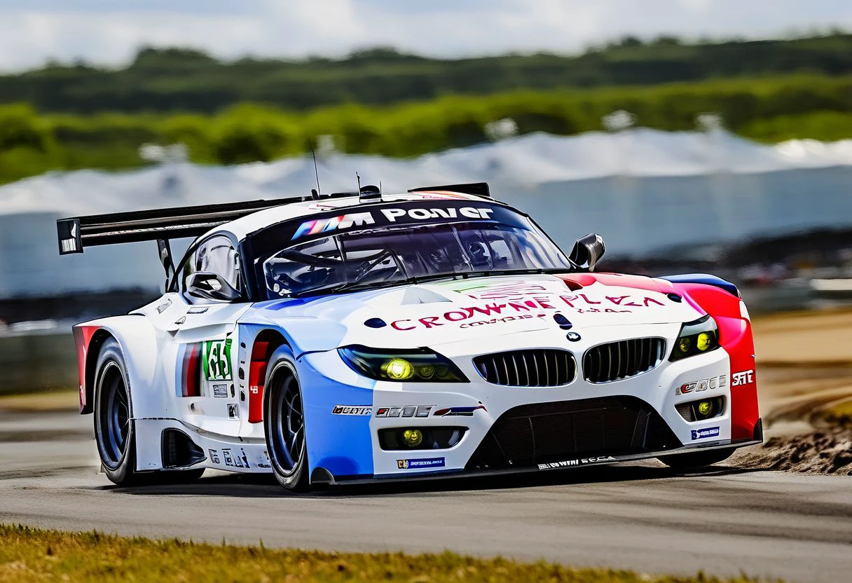 A meticulously detailed digital art background featuring the BMW Z4 GTE E89 tearing up the track at an England rallycross event. The scene captures the raw power and agility of the Z4 GTE as it navigates the challenging terrain of the rallycross circuit, kicking up dirt and debris with each thrilling turn. Spectators line the track, their excitement palpable as they witness the adrenaline-fueled action unfold before their eyes. The English countryside provides a picturesque backdrop, with rolling hills and lush greenery adding to the intensity of the scene. Every detail of the car and its surroundings is rendered with precision, from the dynamic movement of the Z4 GTE to the vibrant colors of the English landscape. This background is crafted to immerse viewers in the excitement of rallycross racing and showcase the BMW Z4 GTE E89 in all its glory, cinematic lighting, multiple views, Wide-Angle, Ultra-Wide Angle, 135mm, f/1.8, Canon, UHD, retina, masterpiece, super detail, award winning, best quality, 4K