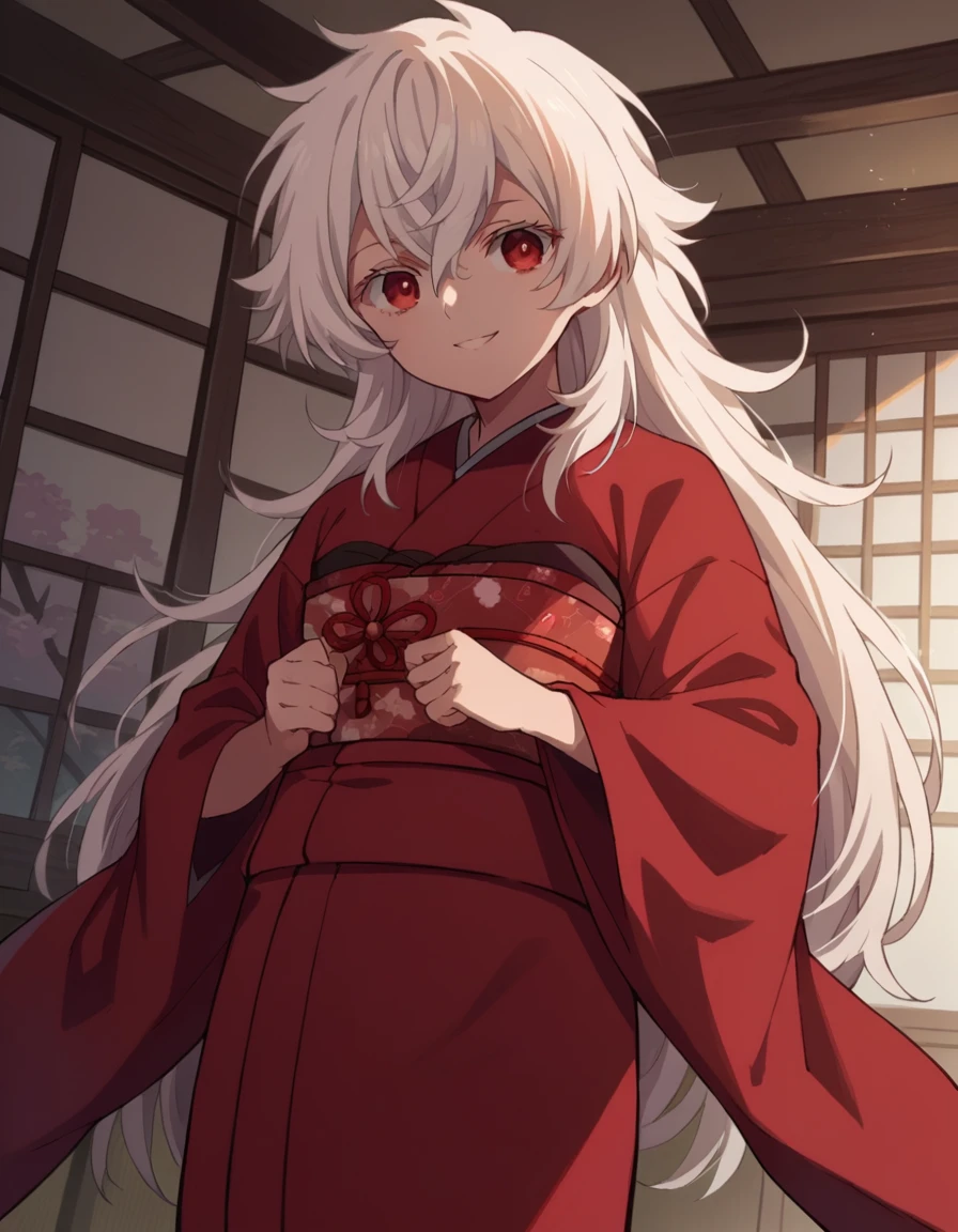 score_9, score_8_up, score_7_up, source_anime,
summertimehaine,  <lora:summertime-haine-s1-ponyxl-lora-nochekaiser:1>,
haine, long hair, bangs, red eyes, white hair,
japanese clothes, kimono, red kimono,
indoors, smile,
looking at viewer, dutch angle, cowboy shot, solo,