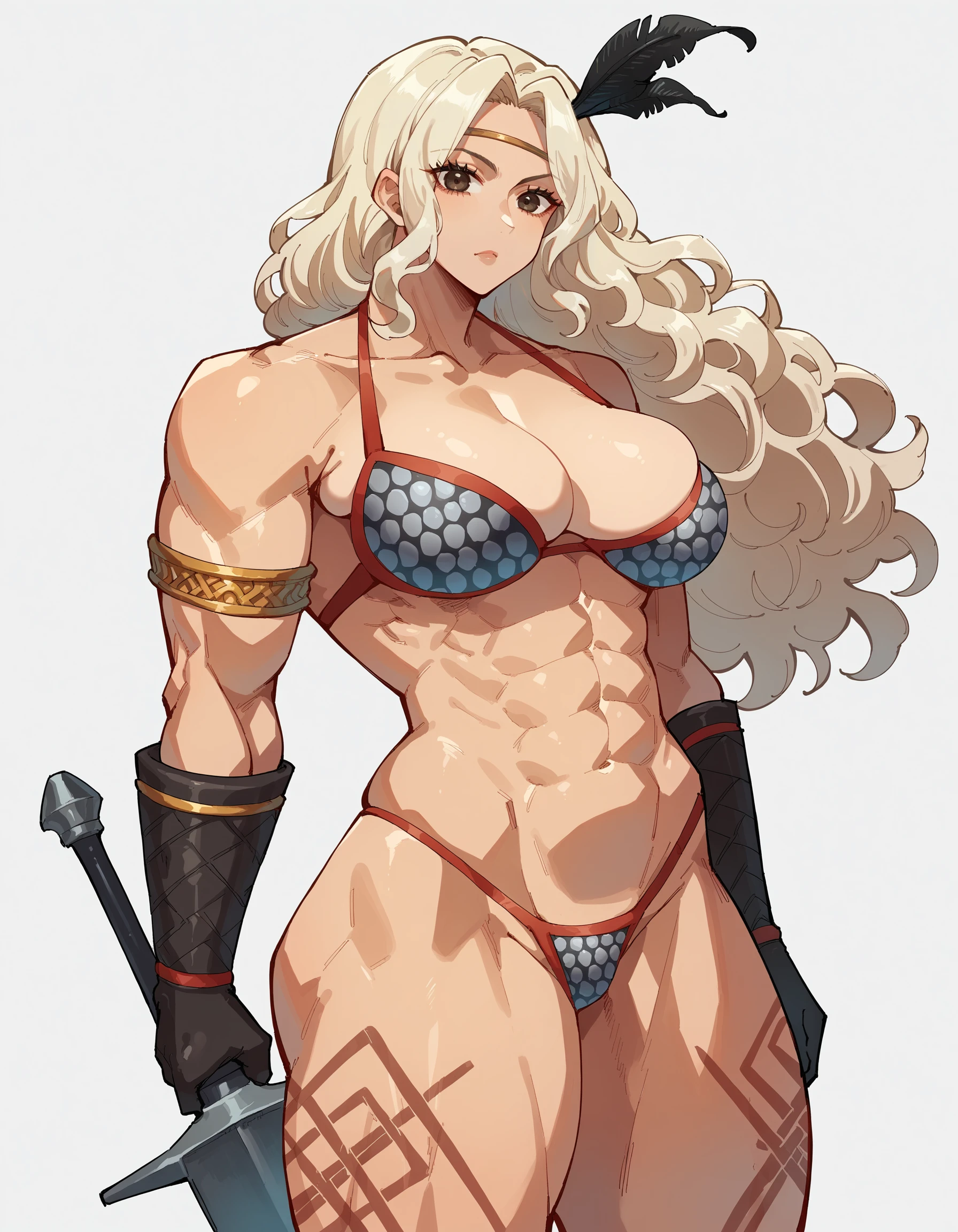 source_anime, score_9, score_8_up, score_7_up,
amazonxl, 1girl, circlet, feathers, thick thighs, large breasts, bikini armor, looking at viewer,portraits,
 <lora:amazonxl:1>