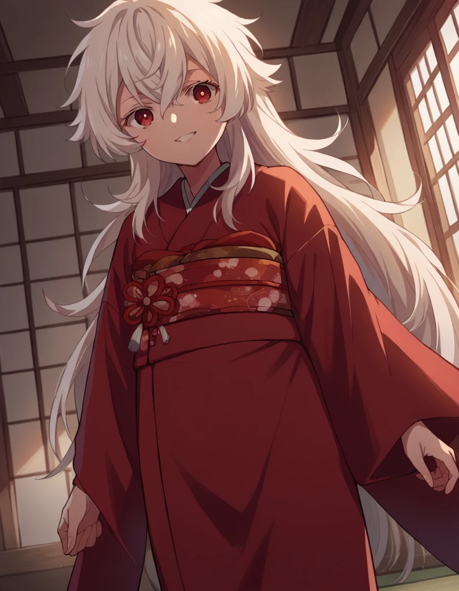 score_9, score_8_up, score_7_up, source_anime,
summertimehaine,  <lora:summertime-haine-s1-ponyxl-lora-nochekaiser:1>,
haine, long hair, bangs, red eyes, white hair,
japanese clothes, kimono, red kimono,
indoors, smile,
looking at viewer, dutch angle, cowboy shot, solo,