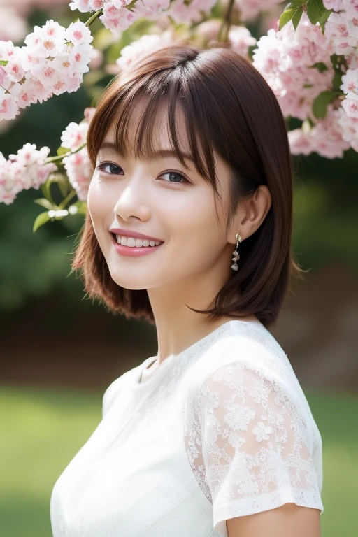 1girl,(RAW photo, best quality), (realistic, photo-realistic:1.4), masterpiece, an extremely delicate and beautiful, extremely detailed, 2k wallpaper, Amazing, finely detail, extremely detailed CG unity 8k wallpaper, ultra-detailed, highres, soft light, beautiful detailed girl, extremely detailed eyes and face, beautiful detailed nose, beautiful detailed eyes,cinematic lighting,perfect anatomy,slender body
wearing a white peplum dress,white skirt,(bokeh:1.2)
at a flower park,sakura flowers,flower garden,standing
<lora:ishiharasatomiV2_lora:0.8>,smiling,