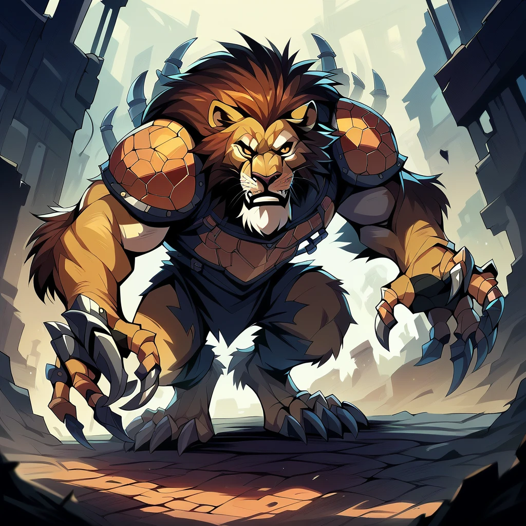 source_furry, a cybermutant lion with mechanical claws prowling through a savannah, no humans,animal focus,, score_9, score_8_up, score_7_up, score_6_up, score_5_up, score_4_up, rating_safe,