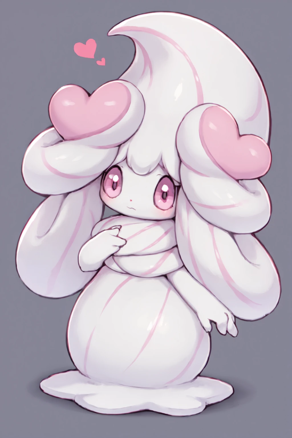 alcremie, pokemon \(creature\), solo, heart, pink eyes, standing
<lora:KitsuneAi-Alcremie-LoCon32-V1:1>