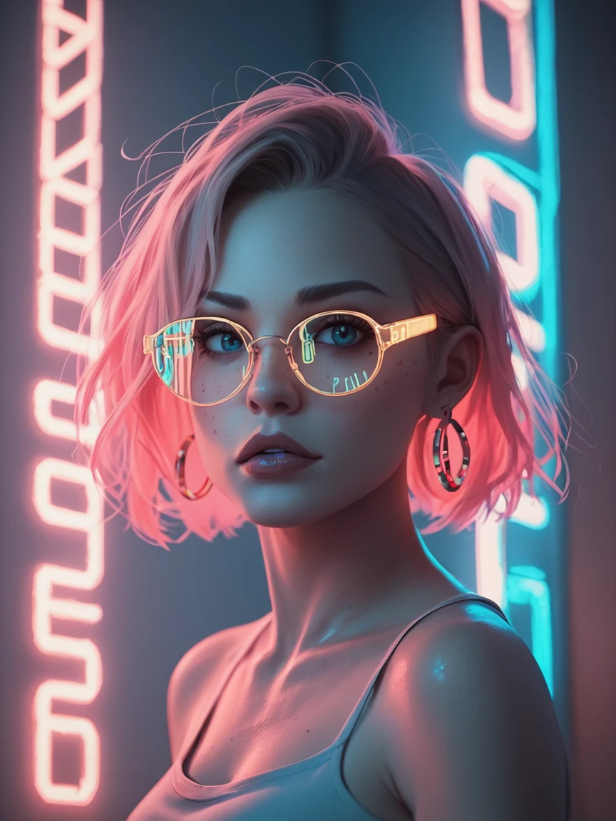 score_9, score_8_up, score_7_up, score_6_up, score_5_up, score_4_up,  <lora:n30nXLP:0.8>, n30n, neon lights, 1girl, glasses