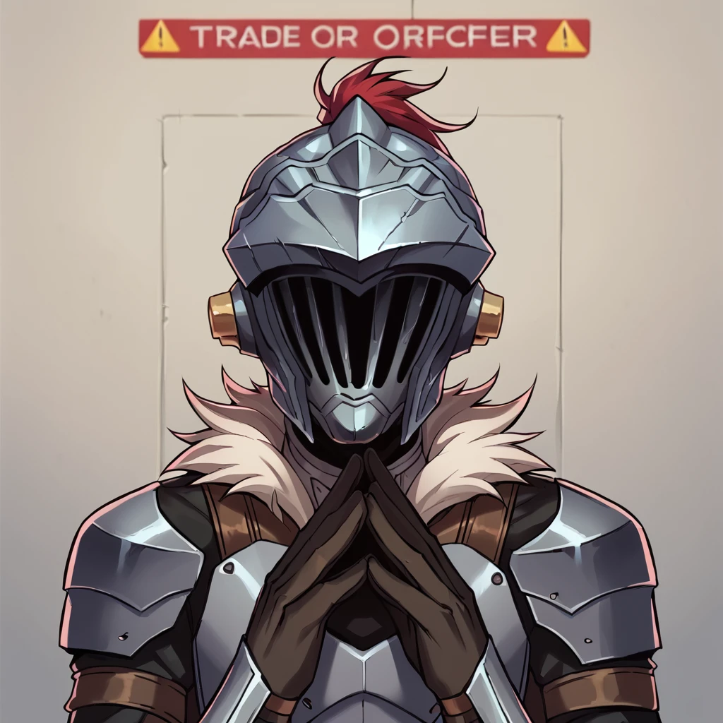 score_9, score_8_up, score_7_up, score_6_up, 
BREAK 1boy, <lora:GS13:1> gs_slayer, helmet, visor \(armor\), fur trim, armor, gloves, vambraces,  <lora:TradeOfferMeme_XLPD:1> tradeoffermeme