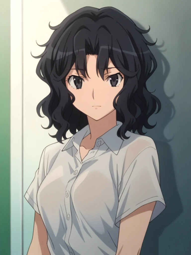 score_9, score_8_up, score_7_up, source_anime,masterpiece,best quality,highres,absurdres,official art,official style,source_anime,anime screencap,anime coloring,megami magazine,anime,animated,explicit,
looking at viewer,solo, face focus,
 <lora:amagami_nanase:1> black hair, black eyes, messy hair, wavy hair, short hair, medium breasts