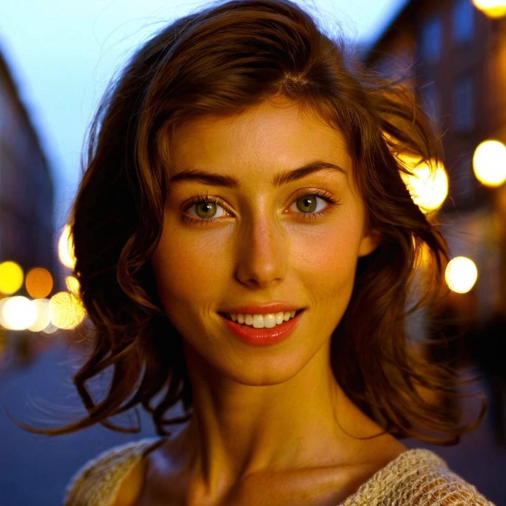 embedding:trained/sdxl/p2/katya-p posing for a photo in a city, natural, beautiful eyes, perfect teeth, [imperfections], 100mm f/2.8 macro lens, film grain, candid camera, color graded cinematic, 1960s vintage RAW photo, eye catchlights, catchlights in eyes, dramatic lighting, atmospheric lighting, rembrandt lighting, realistic