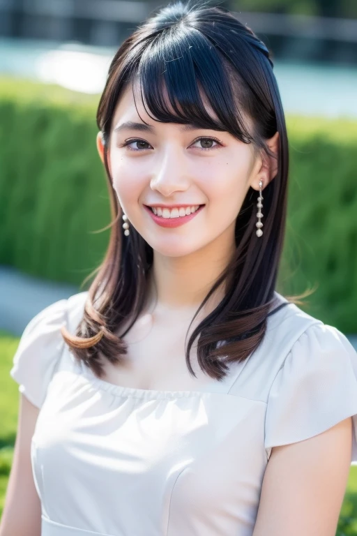 1girl,(RAW photo, best quality), (realistic, photo-realistic:1.4), masterpiece, an extremely delicate and beautiful, extremely detailed, 2k wallpaper, Amazing, finely detail, extremely detailed CG unity 8k wallpaper, ultra-detailed, highres, soft light, beautiful detailed girl, extremely detailed eyes and face, beautiful detailed nose, beautiful detailed eyes,cinematic lighting,perfect anatomy,slender body
wearing a white peplum dress,(bokeh:1.2)
at a flower park,sakura flowers,flower garden
 <lora:hiyamasayaV2_lora:0.8>,smiling