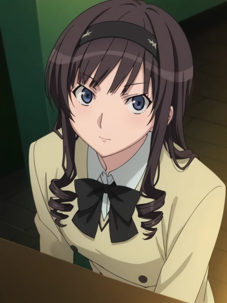 score_9, score_8_up, score_7_up, source_anime,masterpiece,best quality,highres,absurdres,official art,official style,source_anime,anime screencap,anime coloring,megami magazine,anime,animated,explicit,
looking at viewer,solo, face focus,
<lora:amagami_morishima_haruka:1> morishima_haruka,brown hair, drill hair, hairband,