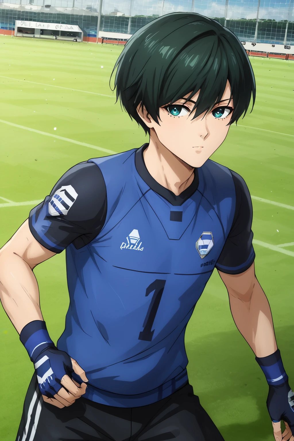 score_9, score_8_up, score_7_up, source_anime, BREAK, 1boy, bishounen, pale skin, (facing to the side, three quarter view:1.4), BREAK, dark green hair, teal eyes, (detailed eyes:1.2), (toned body:1.2), soccer uniform, BREAK, outdoors, soccer field, running, boy, rin_itoshi<lora:EMS-342536-EMS:1.000000>, <lora:EMS-18850-EMS:0.800000>, <lora:EMS-360082-EMS:0.800000>