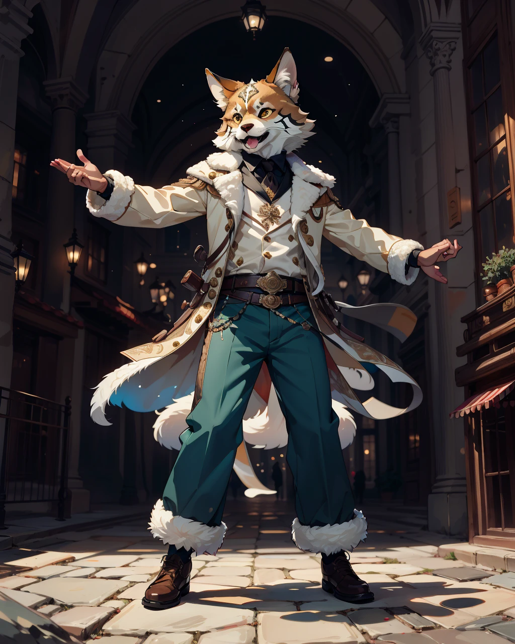 best quality,masterpiece,highly detailed,ultra-detailed,
a furry dancing,fur, pants
 <lora:neg9V2_last:0.5>  
 <lora:furrytale:1>