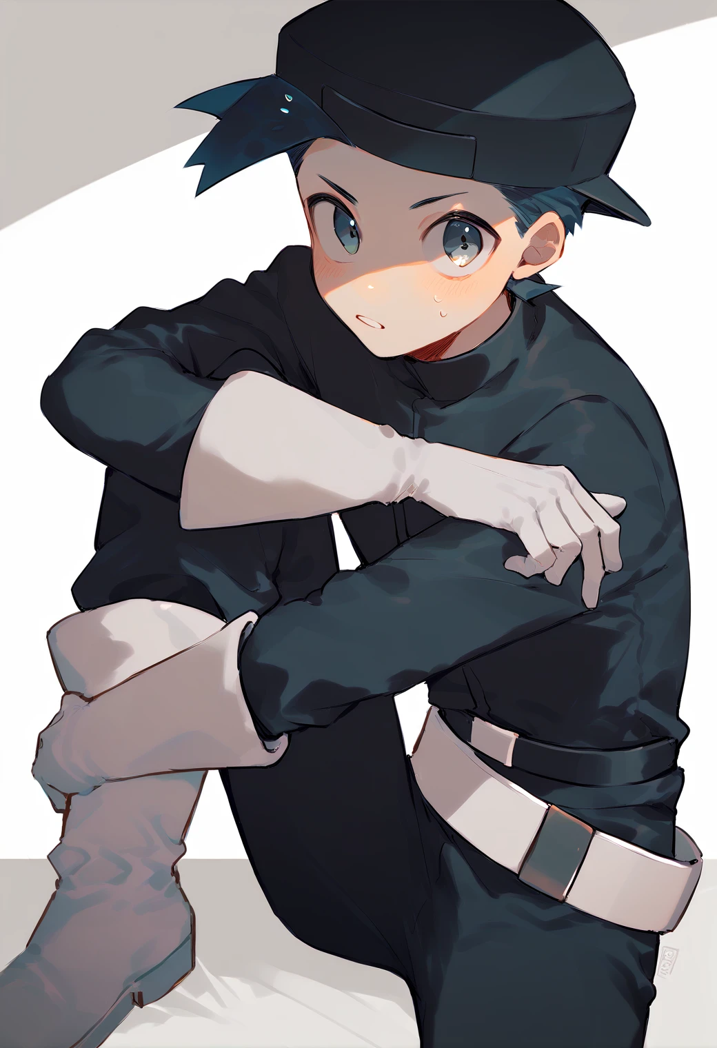 score_9_up, score_8_up, score_7_up, score_6_up, score_9, 1boy, solo, ethan_rt, black hair, grey eyes, black hat, black jacket, black pants, white gloves, white boots, belt<lora:EMS-360038-EMS:1.000000>