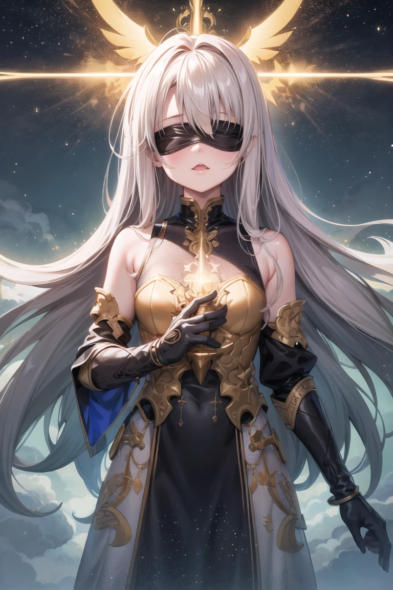 (masterpiece, top quality, best quality, official art, beautiful and aesthetic:1.2), (fractal art:1.3), (1girl), angel, (blindfold), very long hair, absurdly detailed clothes, in the sky, detailed cloud, sunny day, (colorful:1.2), highest detailed, cinematic light, (magical portal), holy light, (golden particles), (light beams),
<lora:aoi_masami-10v2:0.7:lbw=ALL>