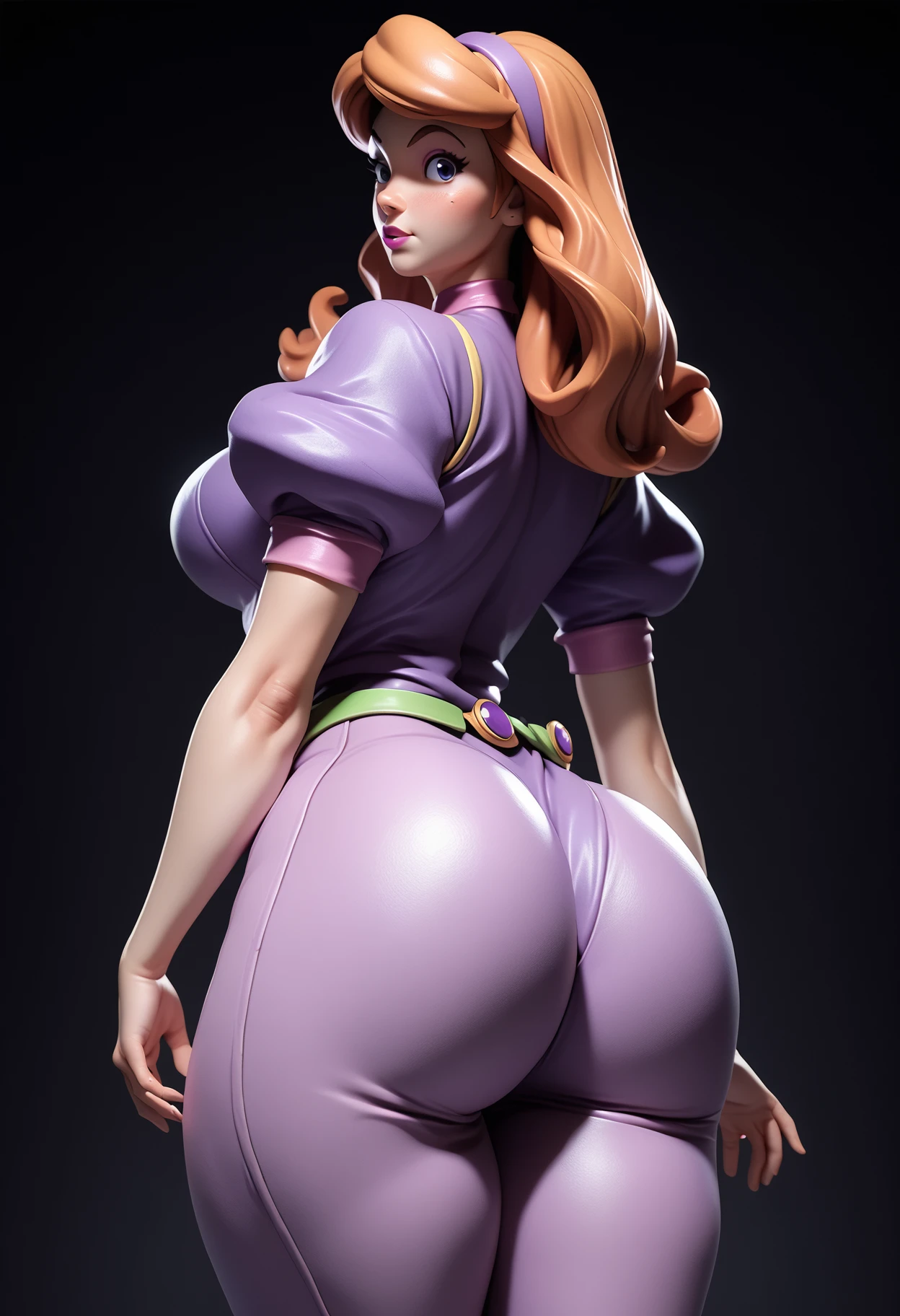 score_9, score_8_up, score_7_up, score_6_up, score_5_up, score_4_up, BREAK 3d, anime figurine,
Daphne Blake,
thick thighs, large perfect breasts, view from behind, looking at viewer,
simple dark background, <lora:Astraali_3D_PONY:1>  <lora:Astraali_Eiden_PONY:1>