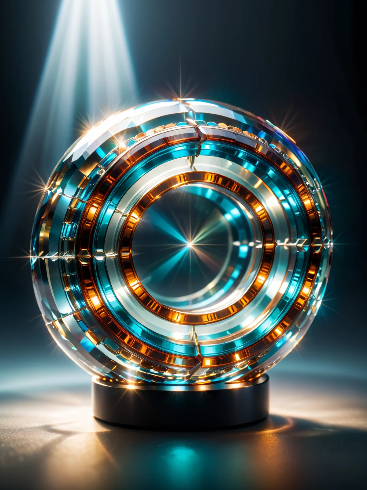 close-up of colorful mad-clfcrcle crystal, backlight, light rays, fog, night, cinematic shot, great lighting <lora:Colorful_Circles_SDXL_v2:1>, raw photo, film grain, Fujifilm XT3, (photorealistic, realistic:1.2), deep shadow, 8k, uhd, dslr, ultra high res