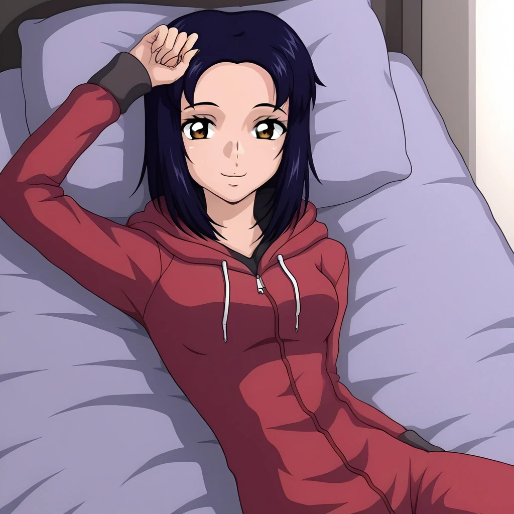 juri wu nien, hoodies, lying on bed