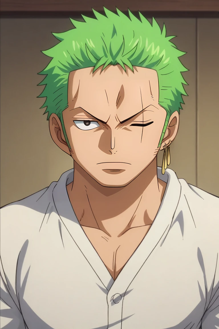 score_9, score_8_up, score_7_up, source_anime, intricate details, anime screencap, anime coloring, official style, , , , 1boy, solo, male focus, <lora:zoro_roronoa_pony:0.96>, zoro_roronoa, green hair, black eyes, short hair, , earrings, post timeskip, wano country arc, , , scar across eye, one eye closed, , , , fantasy, , <lora:sdxl_lightning_8step_lora:1>