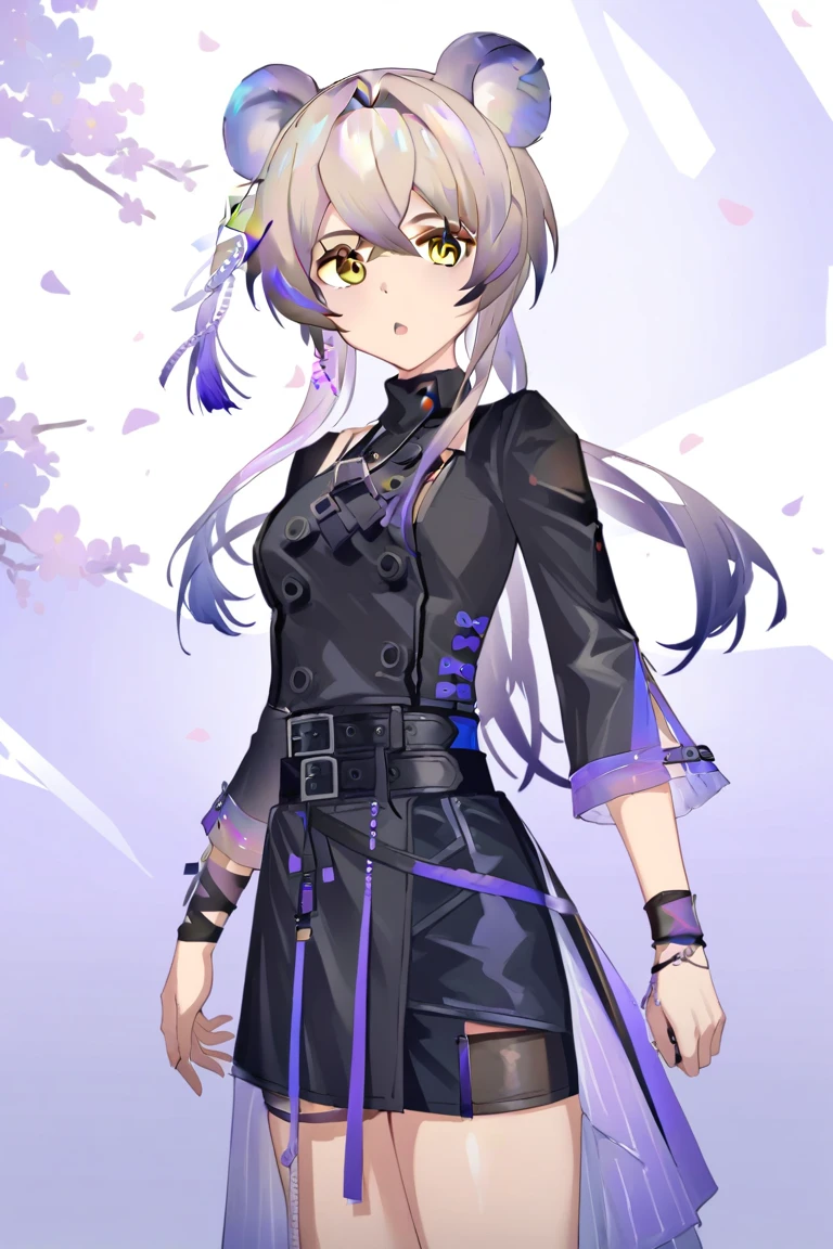 masterpiece,best quality,very aesthetic,absurdres,sensitive,1girl,breasts,,lin \(arknights\),lin yuxia,mouse girl,purple hair,lin_arknights,cowboy shot,hairband,mouse girl