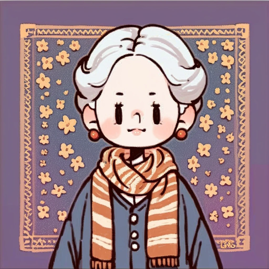 score_9, score_8_up, score_7_up, score_6_up, score_5_up, score_4_up,chibi, Elderly woman, cardigan, floral scarf, caneï¼upper body,<lora:quiteboy20240429:1>