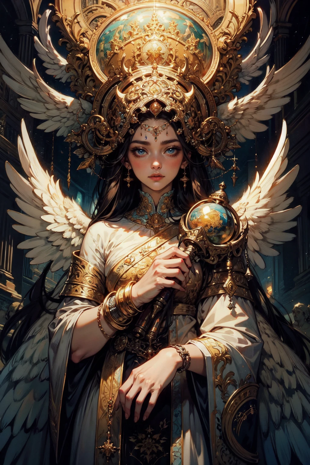 official art, unity 8k wallpaper, ultra detailed, beautiful and aesthetic, High quality, beautiful, masterpiece, best quality, (zentangle, mandala, tangle, entangle:0.6), (1girl), holy, angelic