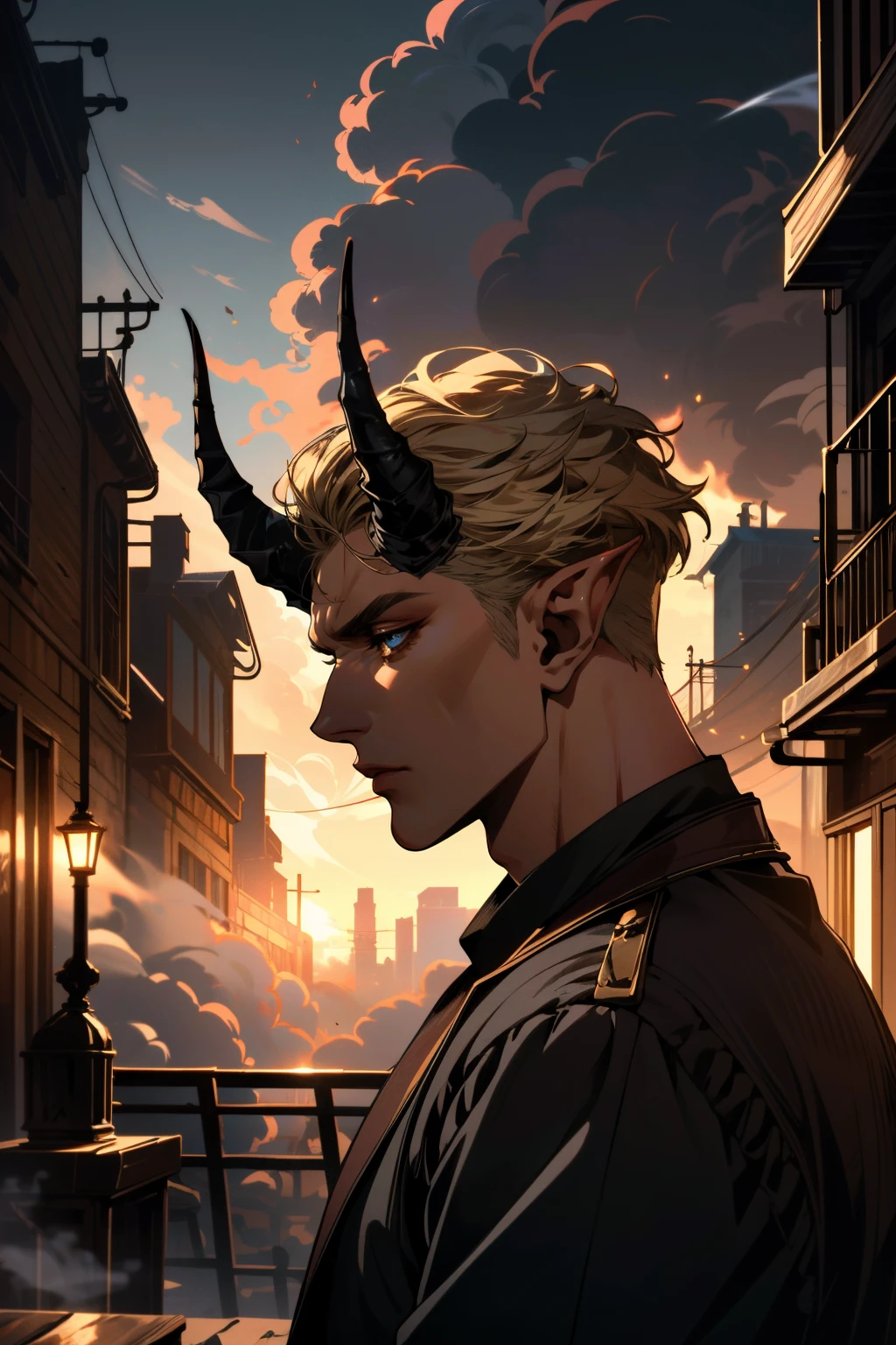 ((ultra detailed, masterpiece, absurdres))
<lora:BGDammon:0.8>
BGDammon, 1boy, short hair, blonde hair, blue eyes, horns, City backstreet with steam vents, dynamic lighting, cinematic and atmospheric