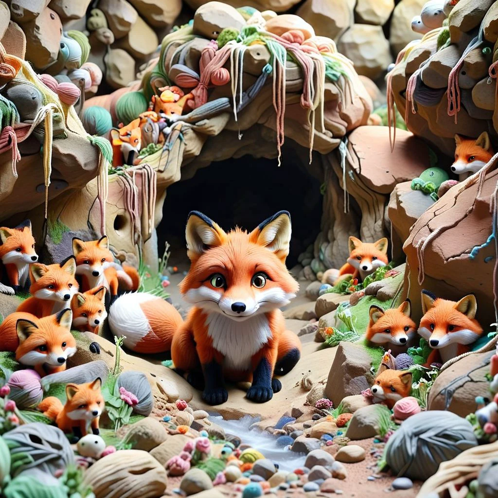 a yrnwrld fox in a yrnwrld cave