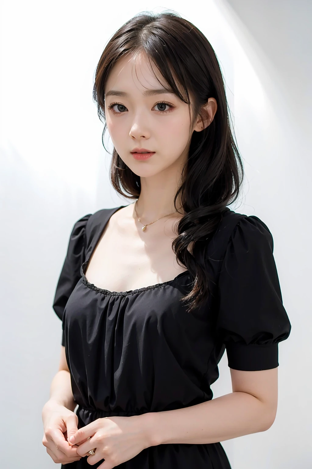 1girl, black  dress, white background,  <lora:MichiruSakura_Jav-04:1>