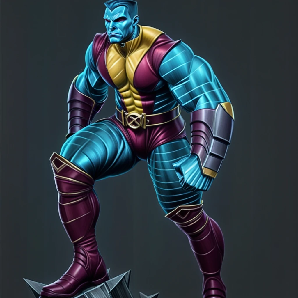1BOY, MALE FOCUS, SOLO, MUSCULAR, ABS, COLORED SKIN, BLUE SKIN, CLENCHED HANDS, BELT, boots