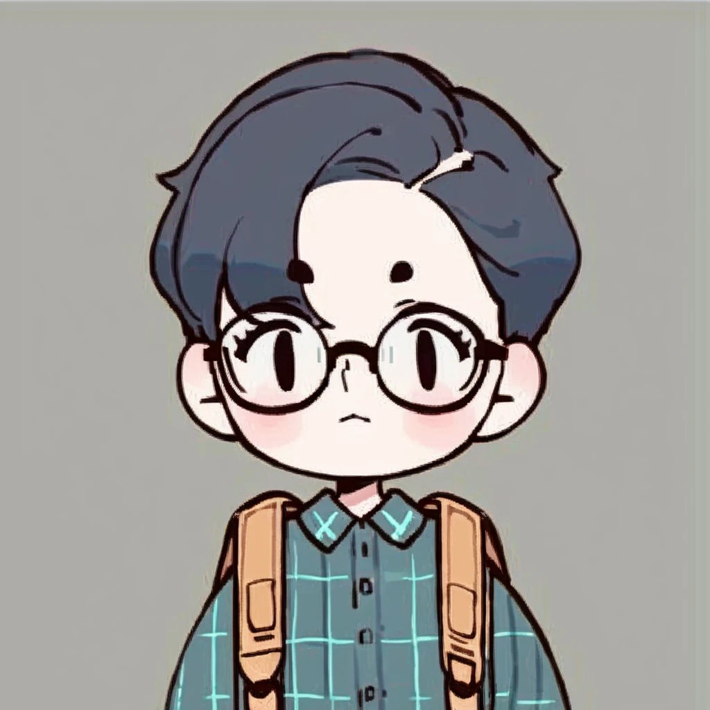 score_9, score_8_up, score_7_up, score_6_up, score_5_up, score_4_up,chibi, College student, plaid shirt, backpack, glassesï¼upper body,<lora:quiteboy20240429:1>