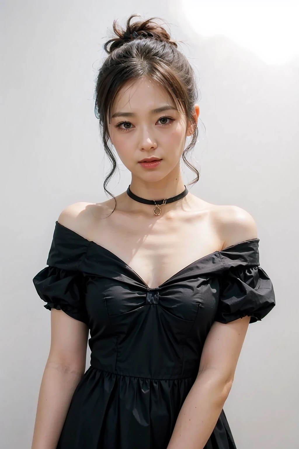 1girl, black  dress, white background,  <lora:MichiruSakura_Jav-04:1>