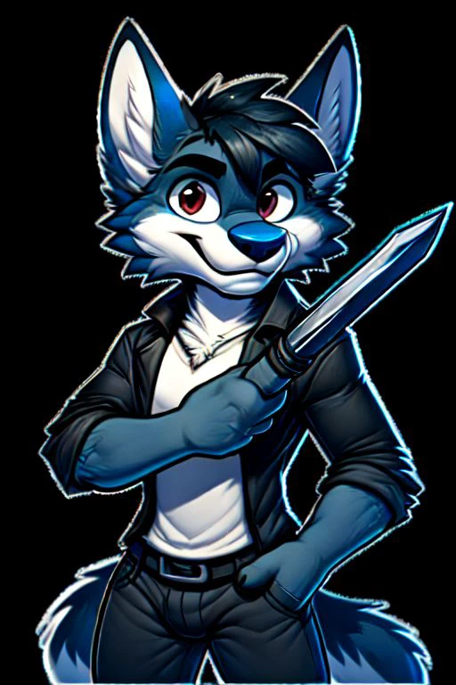 KiraWislow, furry, holding sword