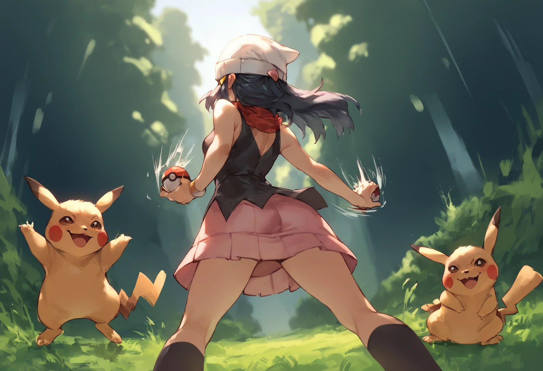 zPDXL, hi res
BREAK 1girl, dawn \(pokémon\), holding pokeball, outside, forest, pikachu, rear view, action pose, action lines
<lora:leander_ponyXL_v10:0.6> <lora:scoreSlider_ponyXL_v10:1> <lora:polki_ponyXL_v10:0.8>