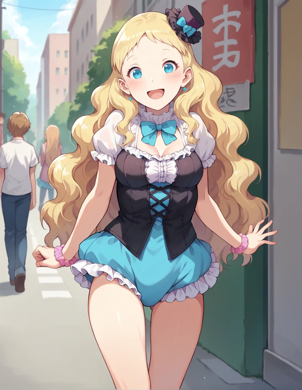 score_9, score_8_up, score_7_up, source_anime, long hair, cute small girl, solo, (blue eyes, blonde hair), skinny, shy, surprised,
street, idol clothes, happy, frilled dress, medium breasts, blush, wide hips, curvy girl
<lora:AuroreXl2:0.81>, by aurore \(takatou sora\)