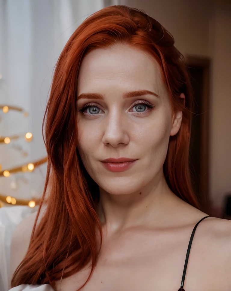 cinematic photo <lora:quiron_simoneSimons_v5_Lycoris:0.87> SimoneSimonsQuiron woman, red hair, simone, simons, makeup, Relaxing, . 35mm photograph, film, bokeh, professional, 4k, highly detailed