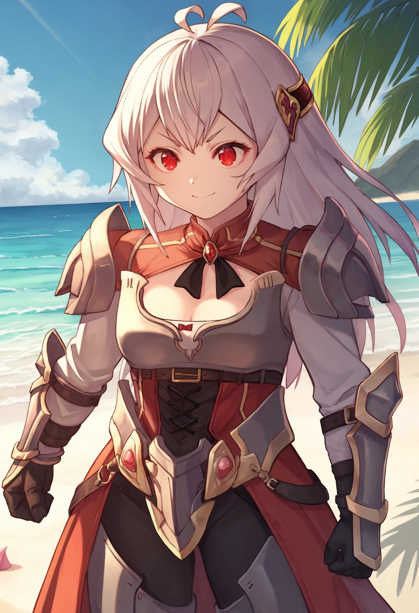 zPDXL, 1girl, solo, BREAK
nazuna, red eyes,
armor,
cowboy shot,
outdoors, beach,
<lora:nazuna-ot1-729:0.8>
