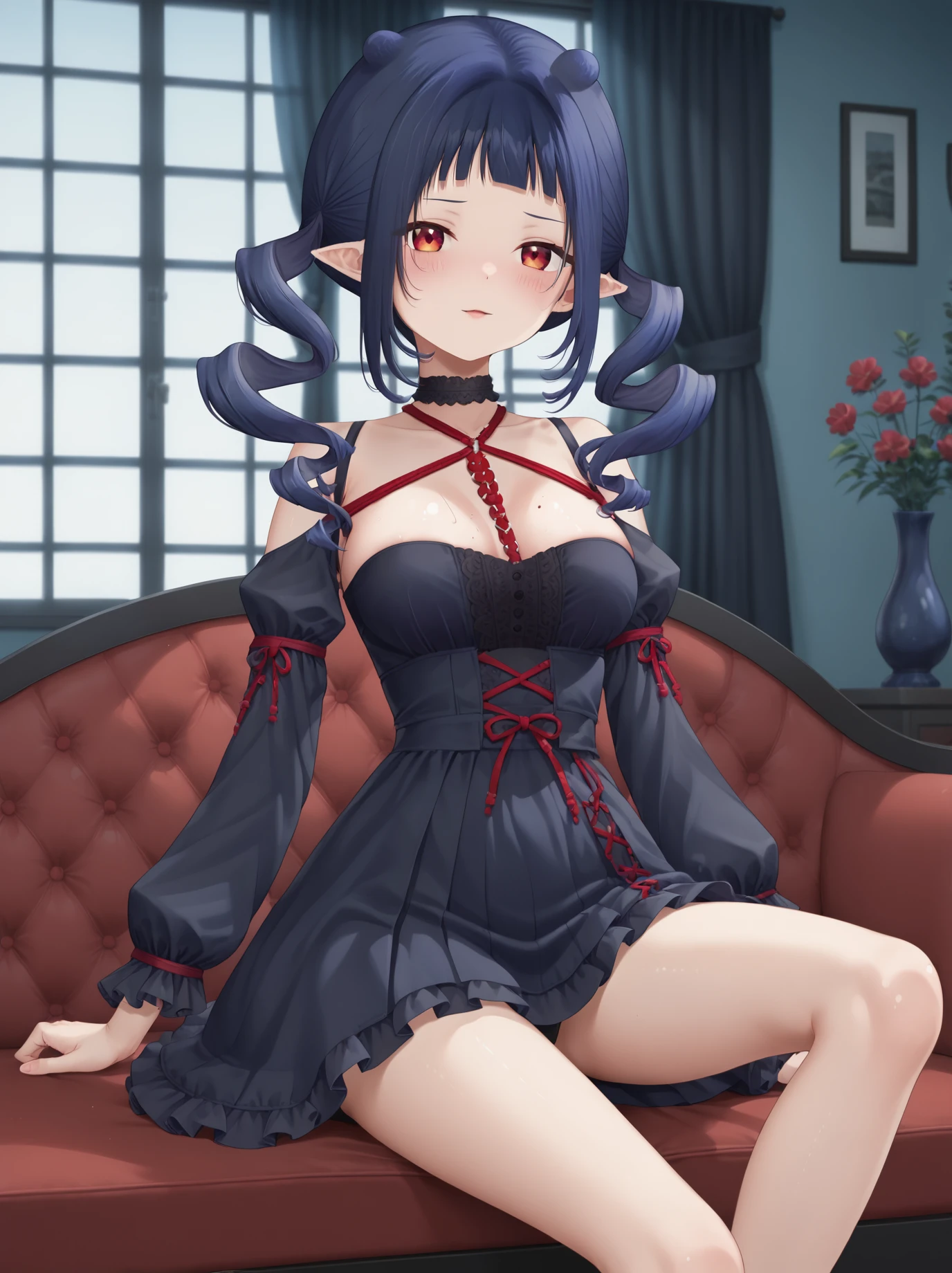 <lora:DizzyDokuroV3Pony:1>, dizzydokuro, 1girl, skirt, frills, looking at viewer,