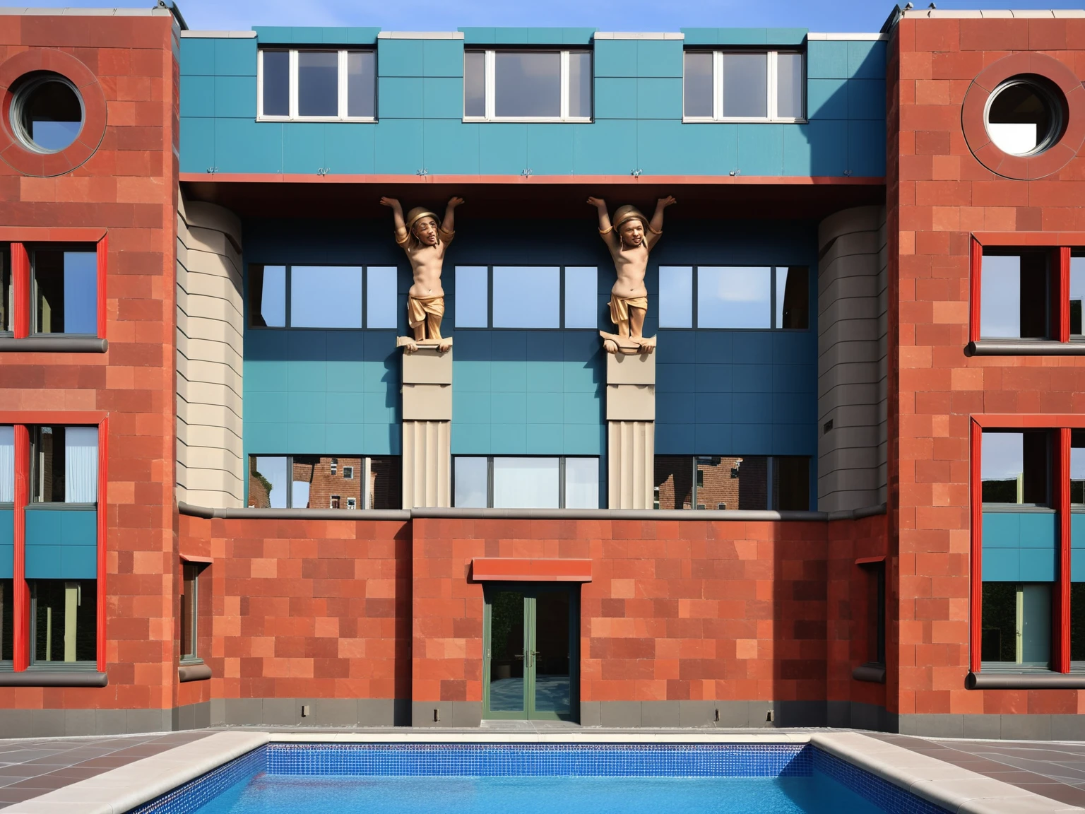 <lora:JJsPostmodernArchitecture_XL:1>, ((Postmodern Architecture)), , ((masterpiece)), ((best quality)), real world location, realistic, high detailed, (outdoor) , no human, ((building)), wall, window,