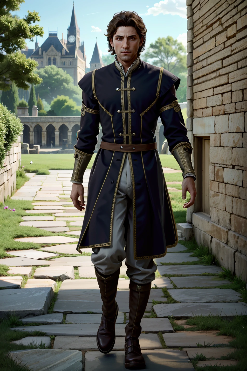 ((ultra detailed, masterpiece, absurdres))
<lora:BGRaphael:0.8>
BGRaphael, 1boy, medium hair, brown hair, brown eyes, full body, medieval landscape
