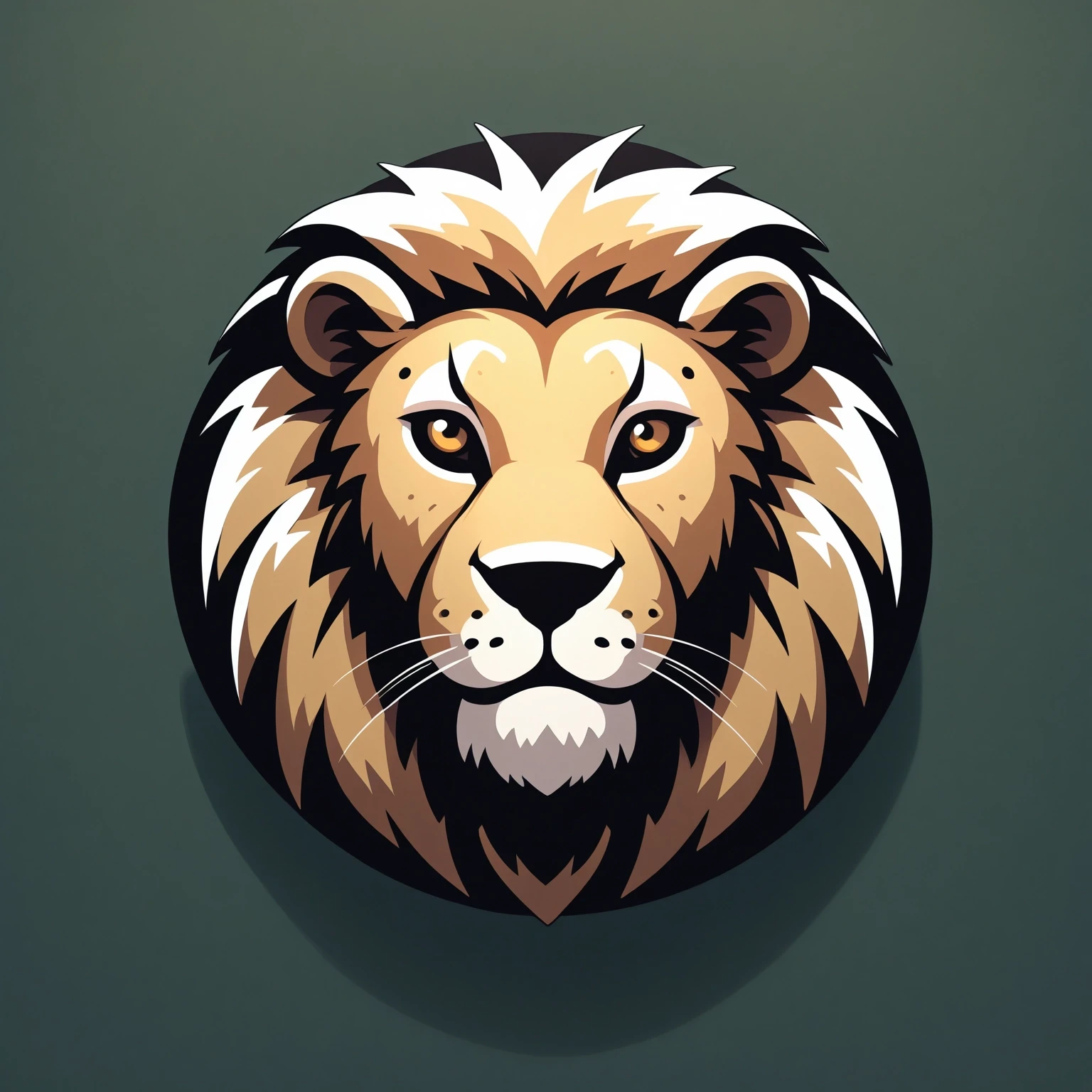 round logo, no humans, solo, (lion:1.05), fur, portrait, black border with green background, masterpiece, best quality, very aesthetic, absurdres <lora:RoundLogo_XL_E10R16:1>