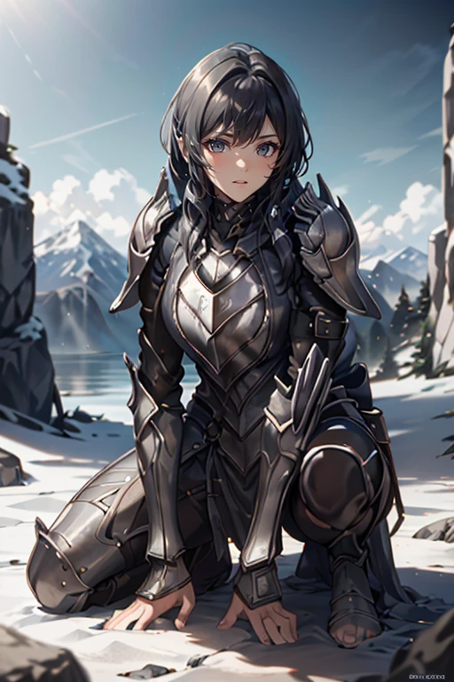 <lora:HXarmour_050>,mountain,Crouching down,, hxarmour,1girl,(gray armour:1.3),, ultra-detailed,extremely delicate and beautiful,(by exquisite colors block),masterpiece,best quality,unreal engine 5 rendering,movie light,movie lens,movie special effects,detailed details,HDR,UHD,8K,CG wallpaper,